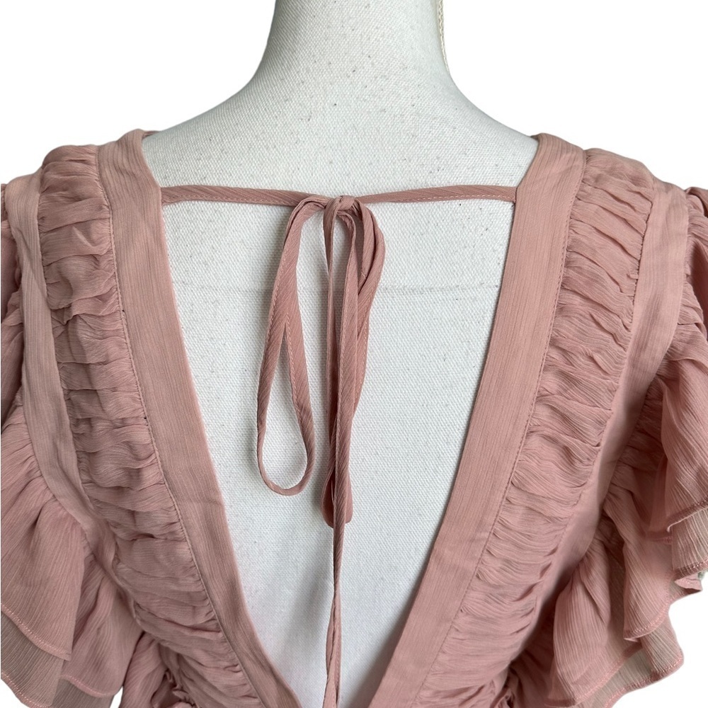 Forever 21 Mauve Ruffle V-neck Midi Dress Size Small - Picture 16 of 17